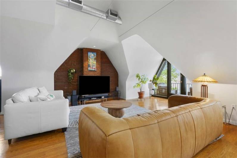 Living room with patio door access