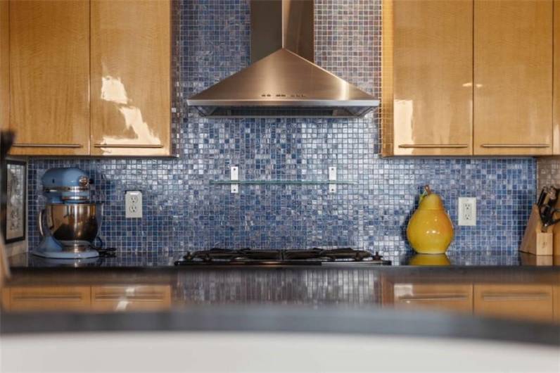 Timeless blue tile backsplash