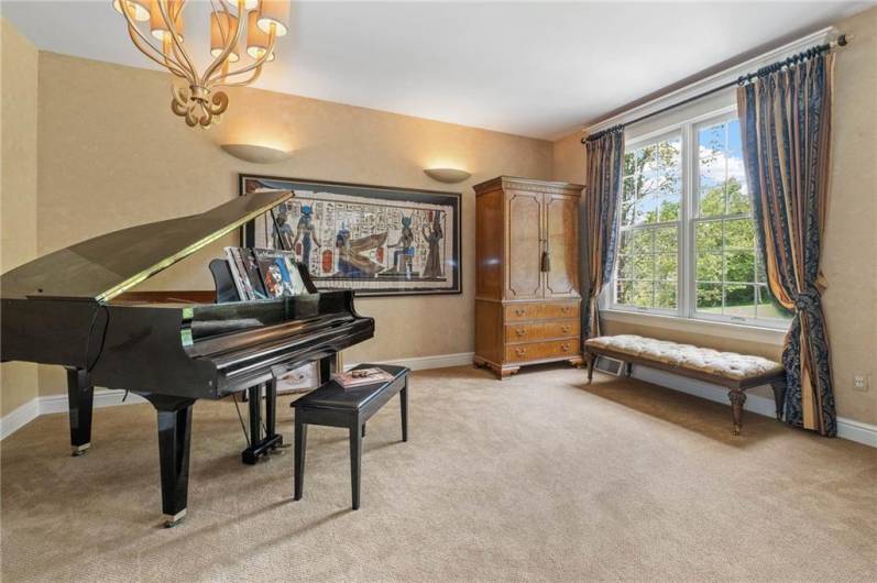 This lovely music area is located off of the family room and can be turned into a library, a study space, a play area, or whatever you need.