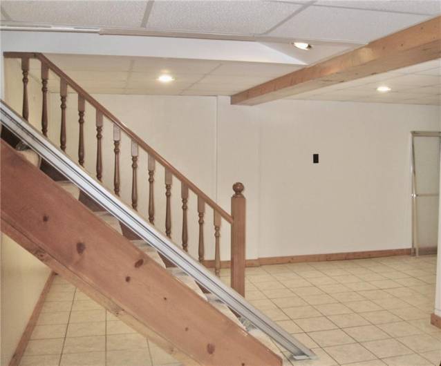 Basement has tile flooring