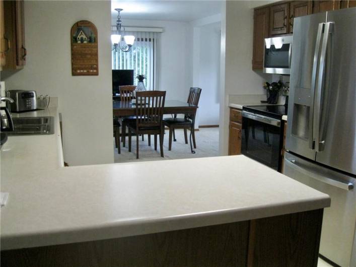 Kitchen has ample counter prep space