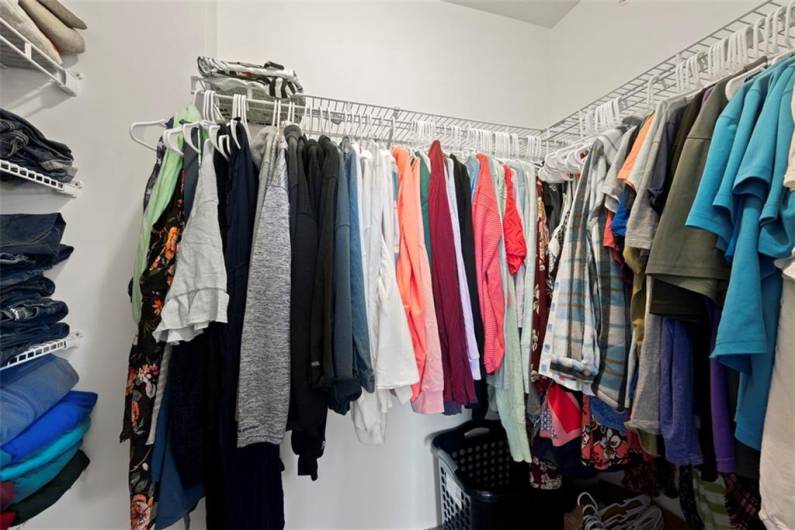 The generous closet has space for all of your personal items plus some.