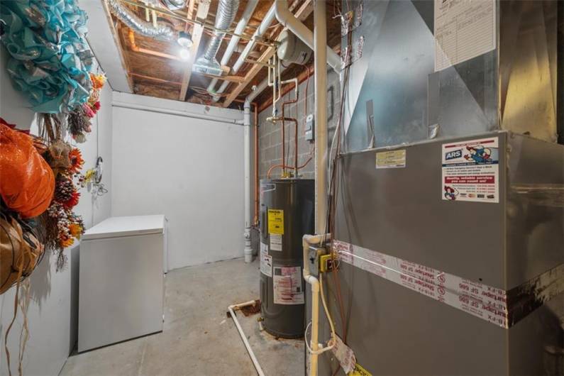 The lower level has some storage in the utility room.  The 2 car garage is oversize spanning the depth of the unit and has space for your cars and lots of storage space as well or even space for a workout area.
