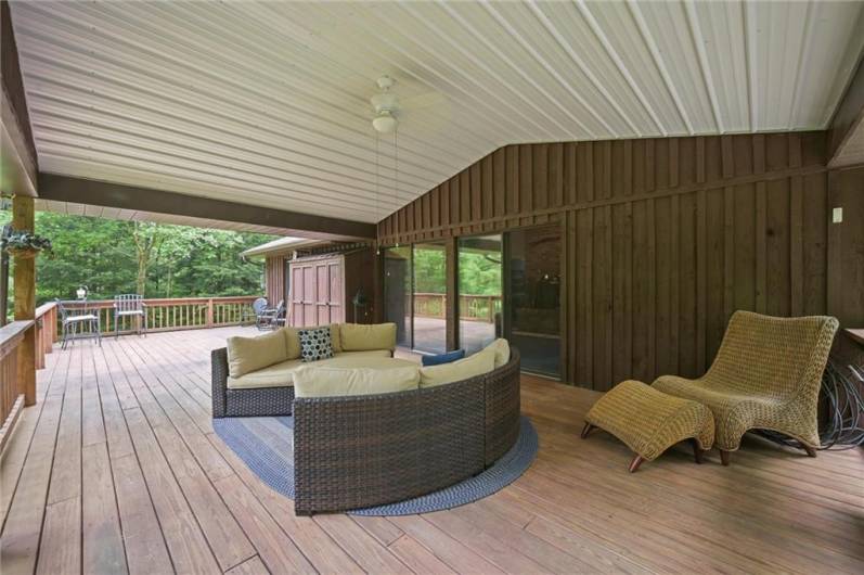 Large semi covered back deck over looking property