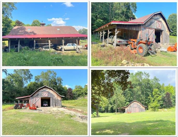 The lean to can store up to three cars or farm equipment galore; it has a new metal roof.